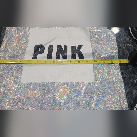 Victoria's Secret PINK Metallic Drawstring Backpack Travel Tote, NWT - Picture 2 of 7